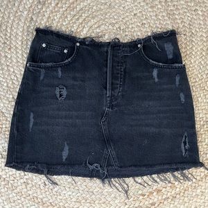 BDG Black Distressed Denim Mini Skirt